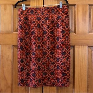 Orange &‎ Black Floral Pencil Skirt